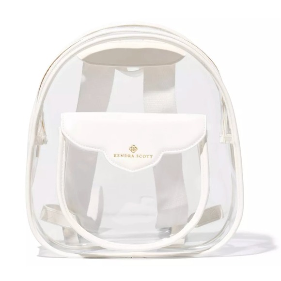 Kendra Scott Clear Backpack Bag Brand New With Tags Gold Emb Pocket White Staps main image 5